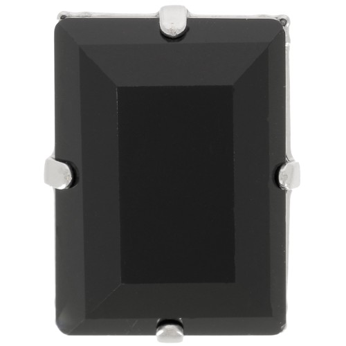 Cristal engaste Aurora A4527 Step Cut Baguette 18x13 mm - Rodio - Azabache x1