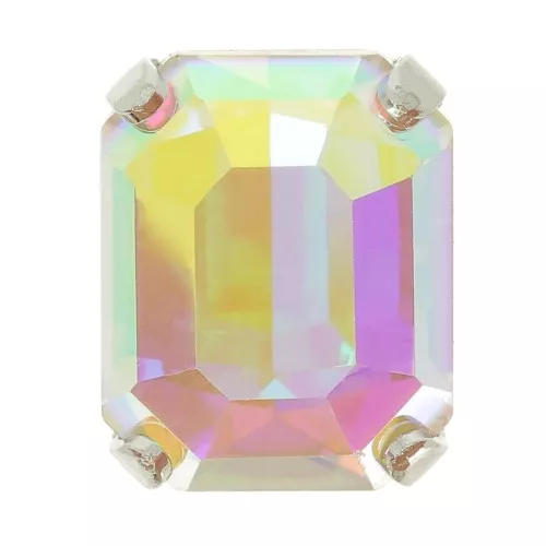 Conjunto Cristal engaste Aurora A4610 Step Cut Octagon 8x6 mm - Rodio - Cristal AB x1