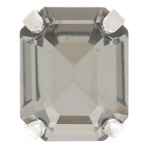 Cristal engaste Aurora A4610 Step Cut Octagon 10x8 mm - Plata - Diamante negro x1