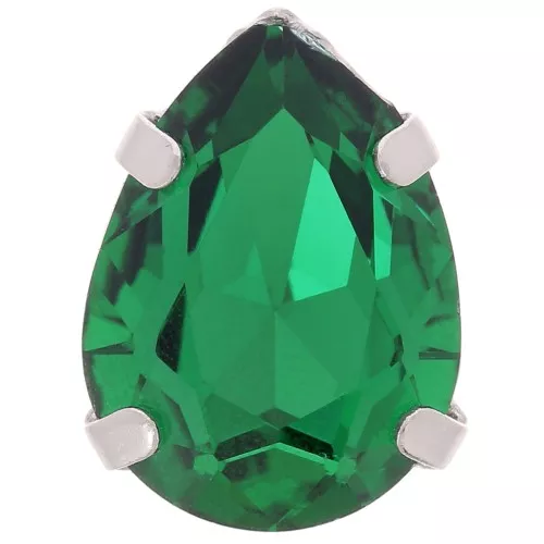 Cristal engastado Aurora A4320 Gota 14x10 mm - Rodio - Esmeralda x1