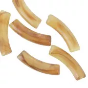 Marrón - Perles tube incurvé en acrylique transparente 32x8 mm - Marbré Marron clair x6 Perles tube incurvé en acrylique transparente 32x8 mm - Marbré Marron clair x6