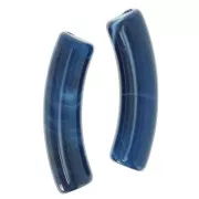 Cuentas de tubo curvadas de acrílico opaco 32x8 mm - Bleu moyen jaspeado x6