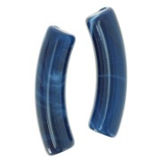 Perlas de tubo curvado 32x8 mm en acrílico opaco - Medium Blue Marble x6