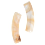 Perlas de tubo curvado 32x8 mm en acrílico opaco - Beige jaspeado - Marrón x6