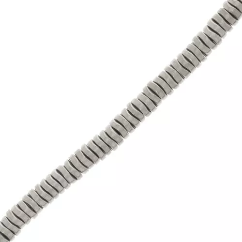 Heishi ondulado rondelles - ondulado - 4x1,3 mm - imitación Hematite x38cm