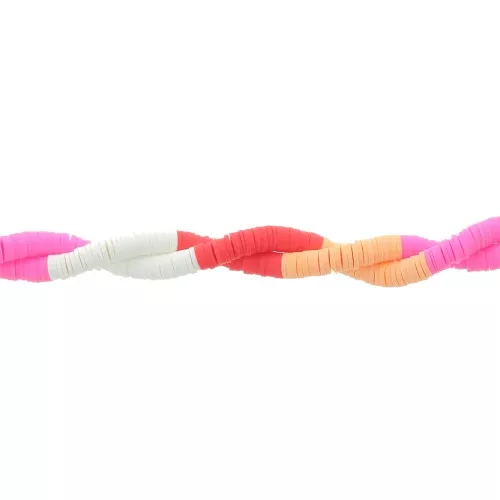 Cuentas arandalas Heishi 6x1 mm - Mix n°1 - Rojo - Rosa x39cm