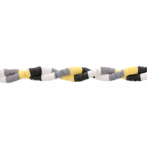 Cuentas arandalas Heishi 6x1 mm - Mix n°4 - Negro - Amarillo x39cm