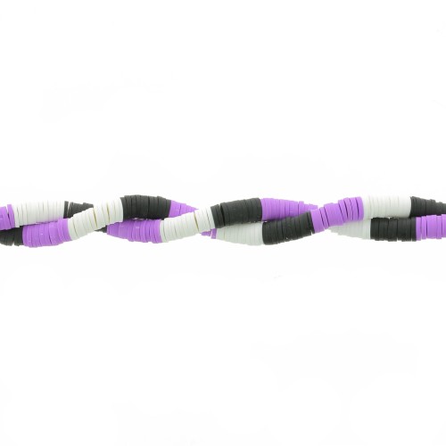 Cuentas arandalas Heishi 6x1 mm - Mix n°5 - Negro - Violeta x39cm