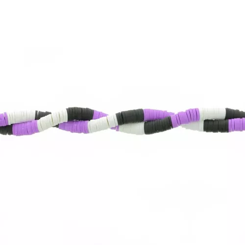 Cuentas arandalas Heishi 6x1 mm - Mix n°5 - Negro - Violeta x39cm