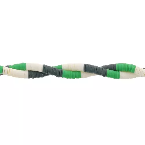 Cuentas arandalas Heishi 6x1 mm Mix n°7 - Multi verde - Crema x39cm