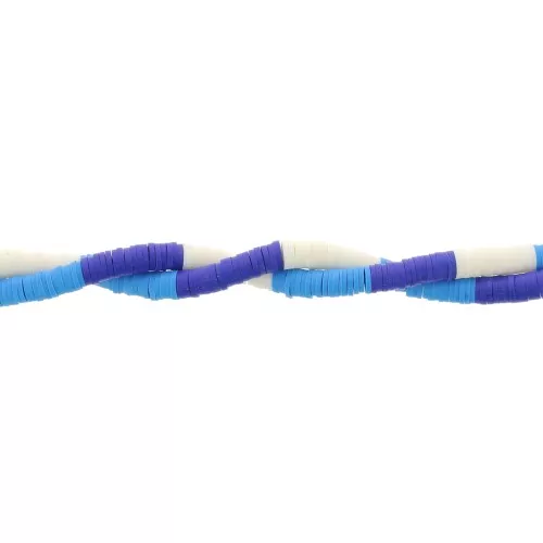 Cuentas arandalas Heishi 6x1mm Mix n°10 - Multi azul - Blanco x39cm