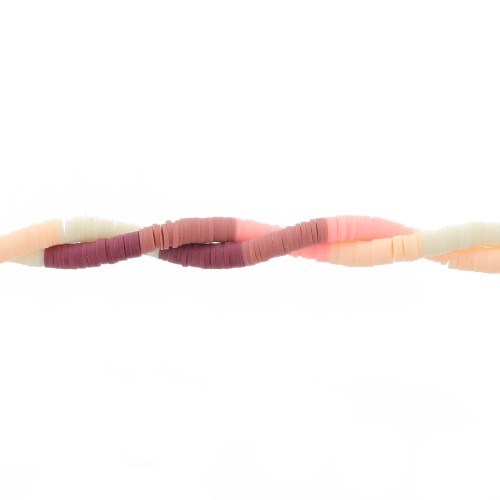 Cuentas arandalas Heishi 6x1mm - Mix n°13 - Burdeos - Crema x39cm