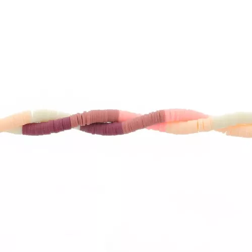 Cuentas arandalas Heishi 6x1mm - Mix n°13 - Burdeos - Crema x39cm