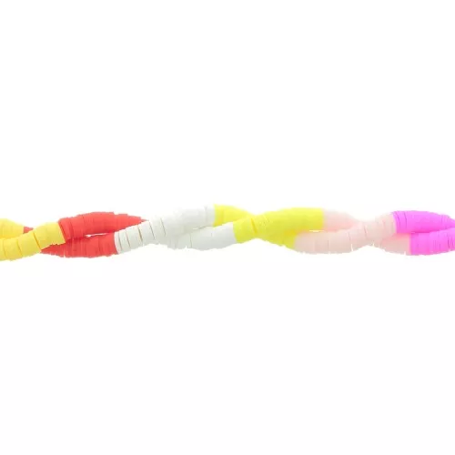 Cuentas arandalas Heishi 6x1 mm - Mix n°15 - Amarillo - Rosa x39cm
