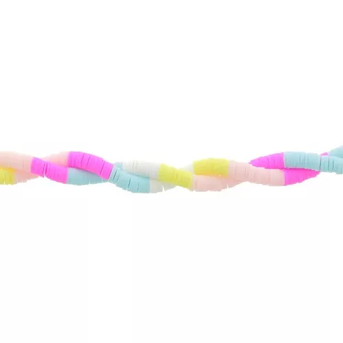 Cuentas arandalas Heishi 6x1mm - Mix n°16 - Azul claro- Rosa x39cm