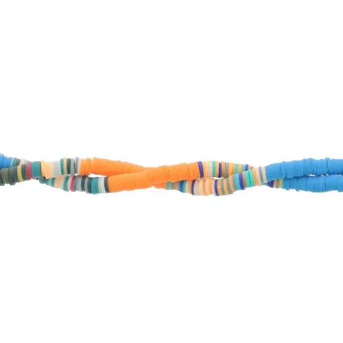 Cuentas arandalas Heishi 6x1mm - Mix n°17 - Naranja - Azul x39cm