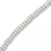 Heishi roundel beads - disco plano 6x2mm - imitación Hematites - Plata x39cm