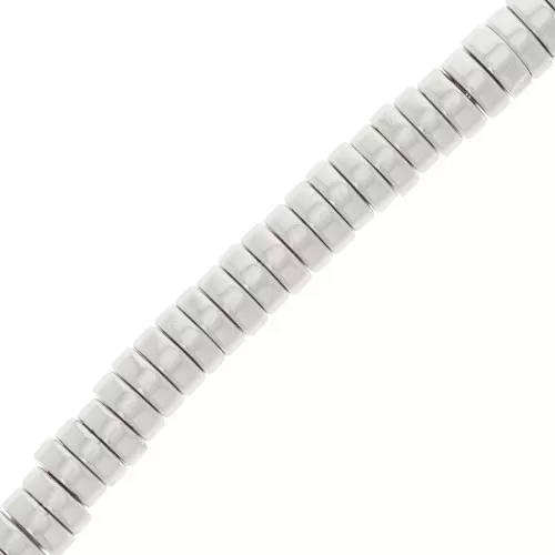 Heishi roundel beads - disco plano 6x2mm - imitación Hematites - Plata x39cm
