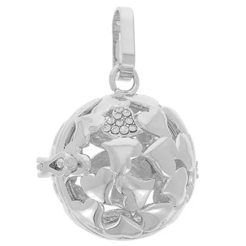 Colgante bola de embarazo en forma de corazón de 22 mm para bola de 18 mm - Rodio x1