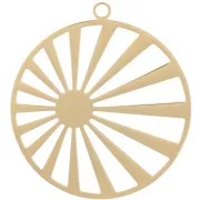 Colgante redondo de 28mm con motivo sol - para cabujón de 6mm - Acero inoxidable 316L bañado en oro