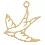 Dije de golondrina, 17 x 16,5 mm - Acero inoxidable 316L dorado x1