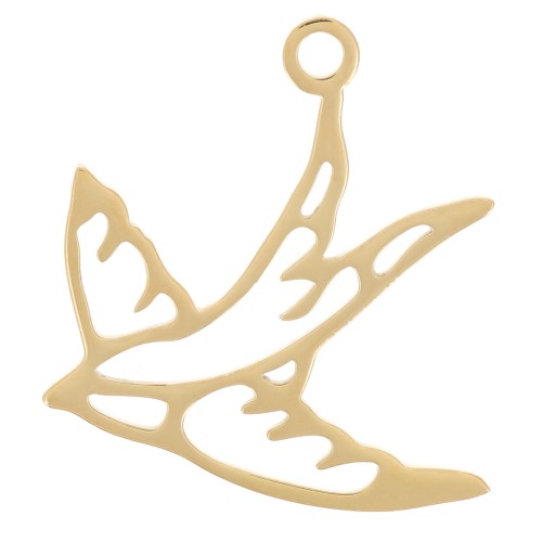 Dije de golondrina, 17 x 16,5 mm - Acero inoxidable 316L dorado x1