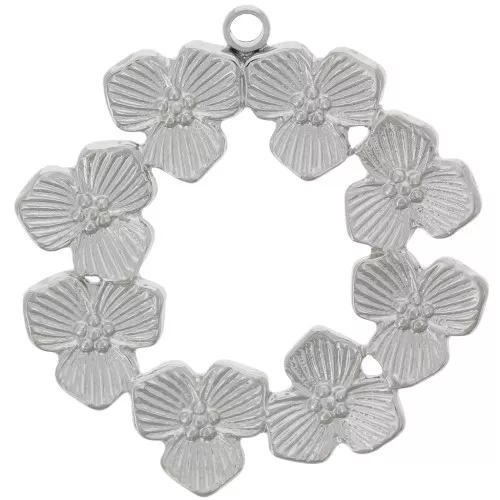 Colgante Corona Flor 23mm - Acero Inoxidable 316L x1