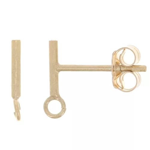 Pendientes de Gold Filled con forma de T de 6 mm y aro abierto x2