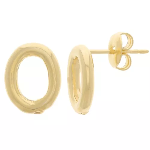 Pendientes Ovalados Huecos 12.5x10 mm - Dorados x2