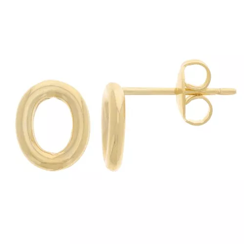 Pendientes Ovalados Huecos 9.5x8 mm - Dorados x2