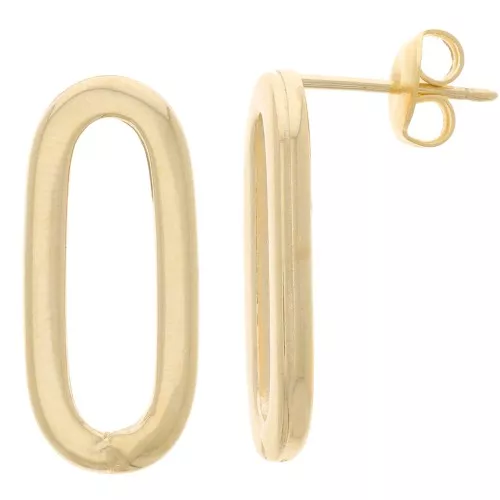 Pendientes Ovalados Huecos 22x10 mm - Dorados x2