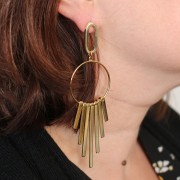 Pendientes Ovalados Huecos 22x10 mm - Dorados x2