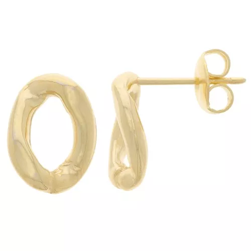 Pendientes Oval Twisted 13x9.5 mm - Dorado x2