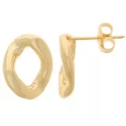 Pendientes Oval Twisted 15x12 mm - Dorado x2