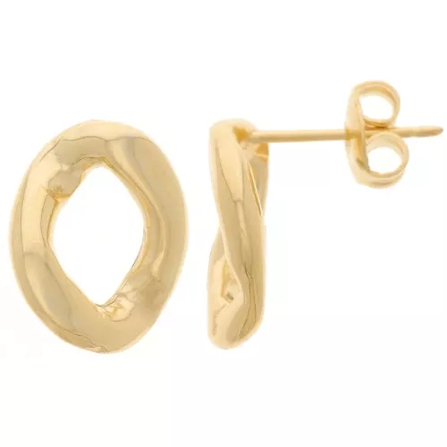 Pendientes Oval Twisted 15x12 mm - Dorado x2