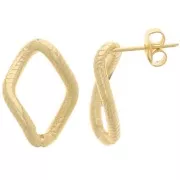 Pendientes ovalados eslabón trenzado estriado 20x14 mm - Dorado x2
