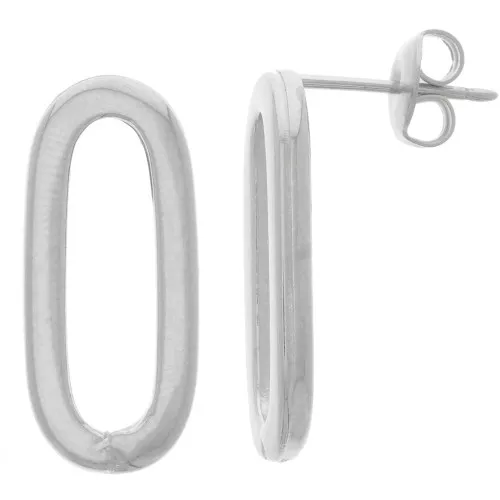 Pendientes Ovalados Huecos 22x10 mm - Rodio x2