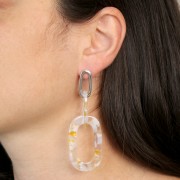 Pendientes Ovalados Huecos 22x10 mm - Rodio x2