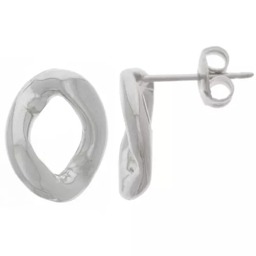 Pendientes Oval Twisted 15x12 mm - Rodio x2