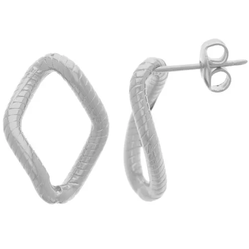 Pendientes eslabón oval estriado 20x14 mm - Rodio x2