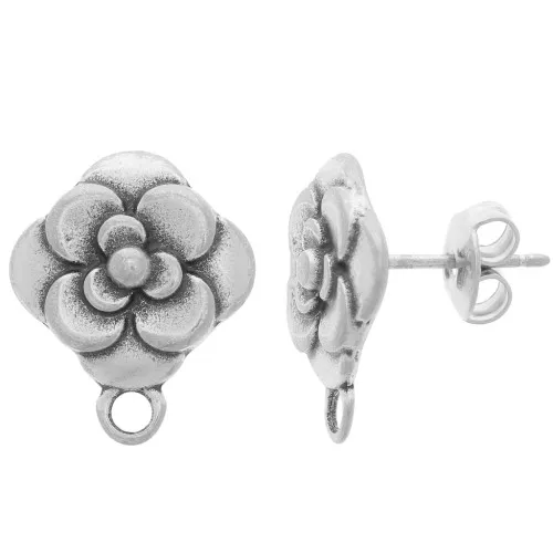 Tachuelas Flor 16x14 mm - Plata envejecida x2
