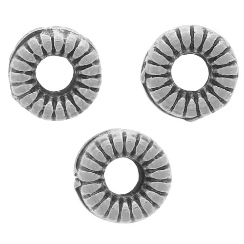 Rondelle planas 4 mm - Plata envejecida x10