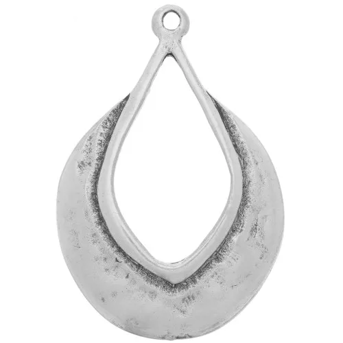 Colgante gota étnico 42x29 mm - Plata envejecida x1