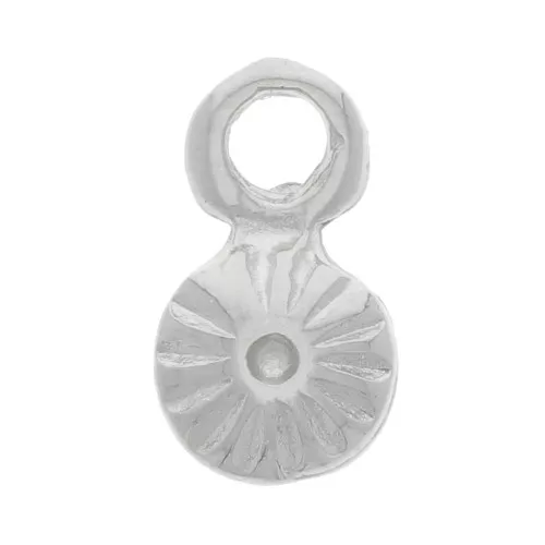 Mini Charm Redondo Rayas 6 mm - Rodio x4