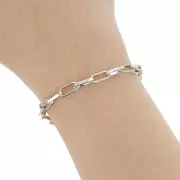 Cadena de aluminio Malla rectangular 5,1 mm - eslabones abiertos - Rodio x1m