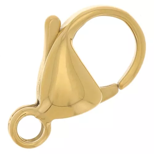 Cierre mosquetón 15mm - Acero inoxidable dorado 304L x10