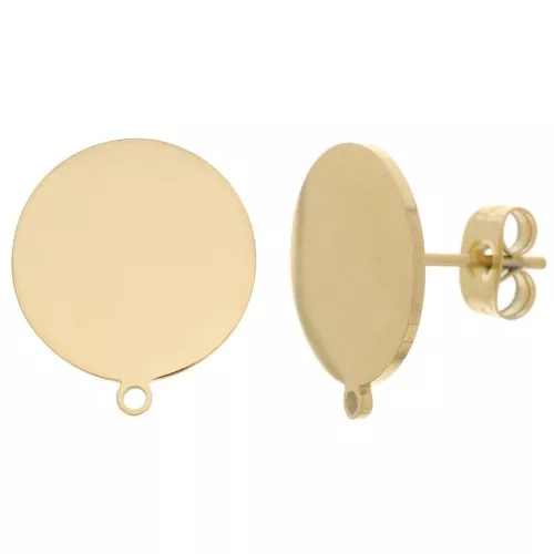 Pendientes de disco de 14 mm con anilla - Acero inoxidable 304 Dorado x20