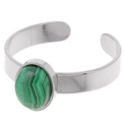 Anillo fino ajustable para cabujón de fondo plano de 8x6 mm - Acero inoxidable 304 x1