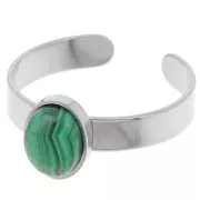 Anillo fino ajustable para cabujón de fondo plano de 8x6 mm - Acero inoxidable 304 x1