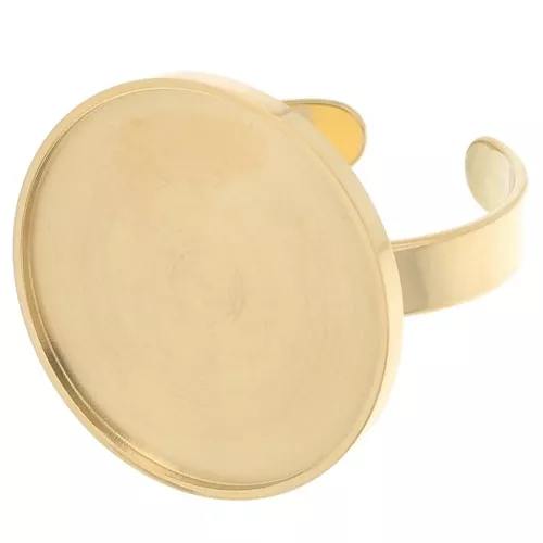 Anillo fino ajustable para cabujón de fondo plano de 20 mm - Acero inoxidable 304 Dorado x1